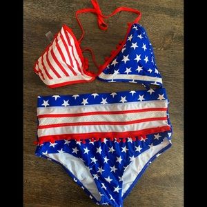 New 🇺🇸 USA America Flag High Waisted Bikini